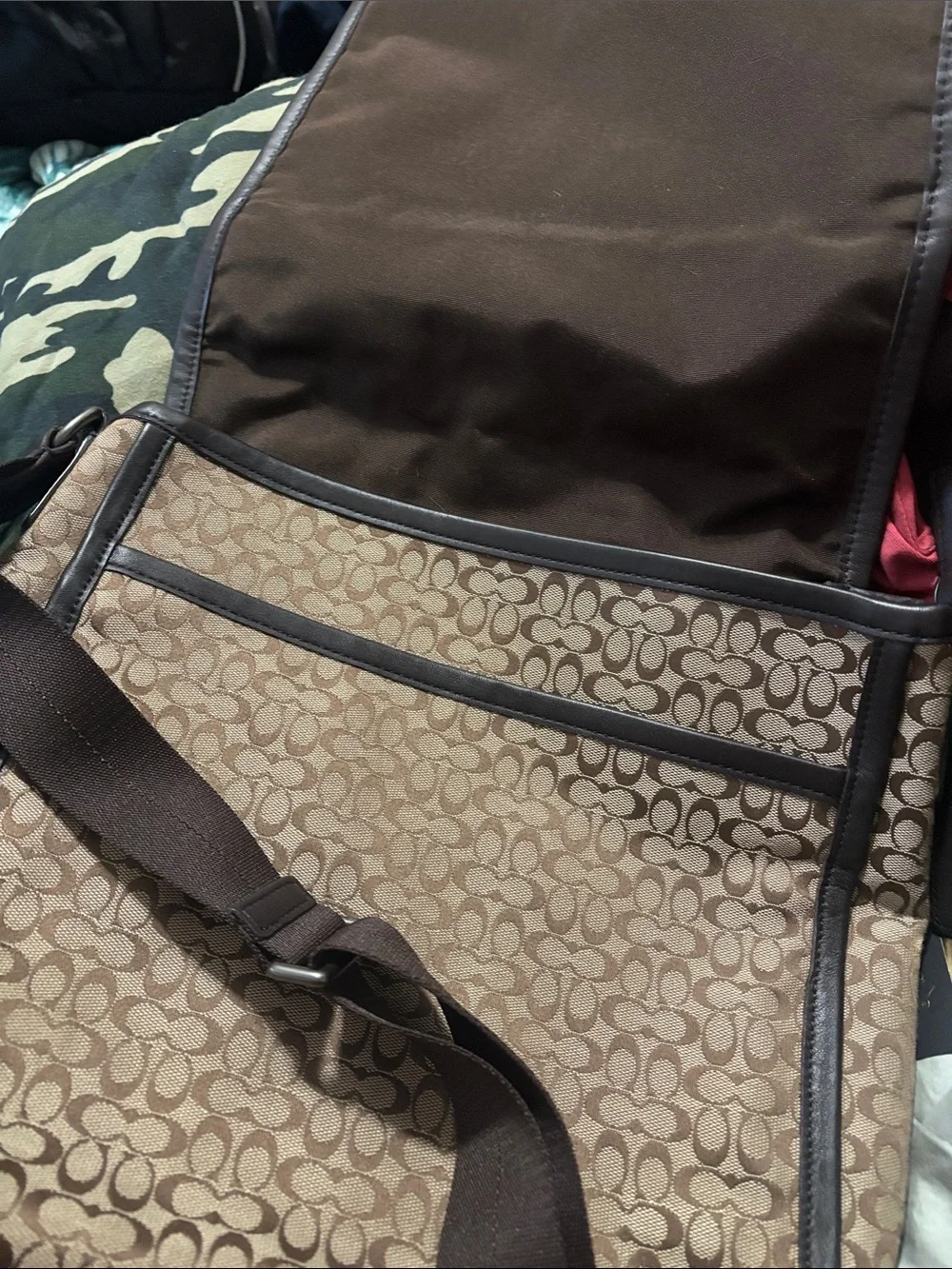 Coach Signature Canvas Messenger Bag in Beige and Brown - Picture 4 of 6